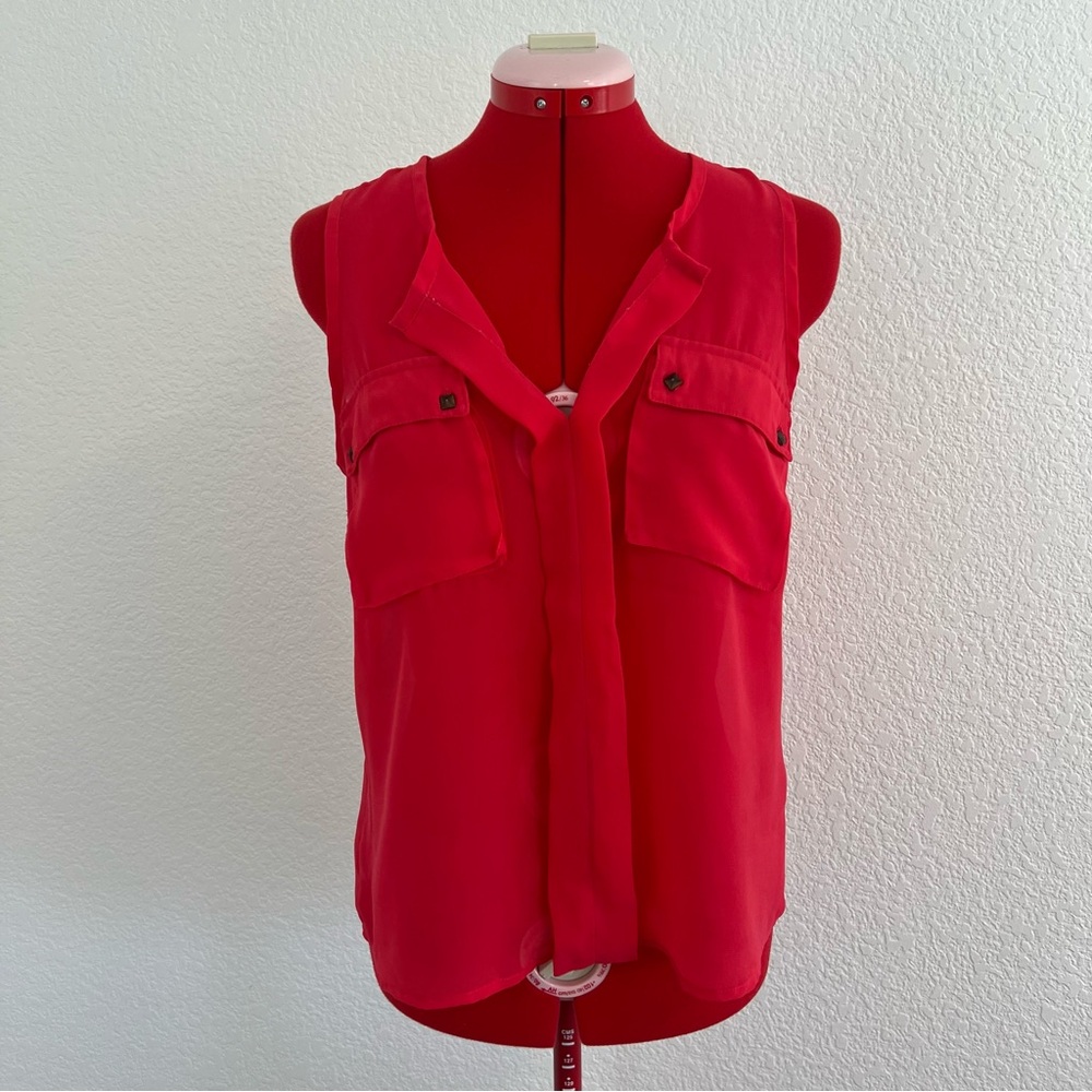 Charlotte Russe Red Sleeveless Sheer Tank Blouse Size Small